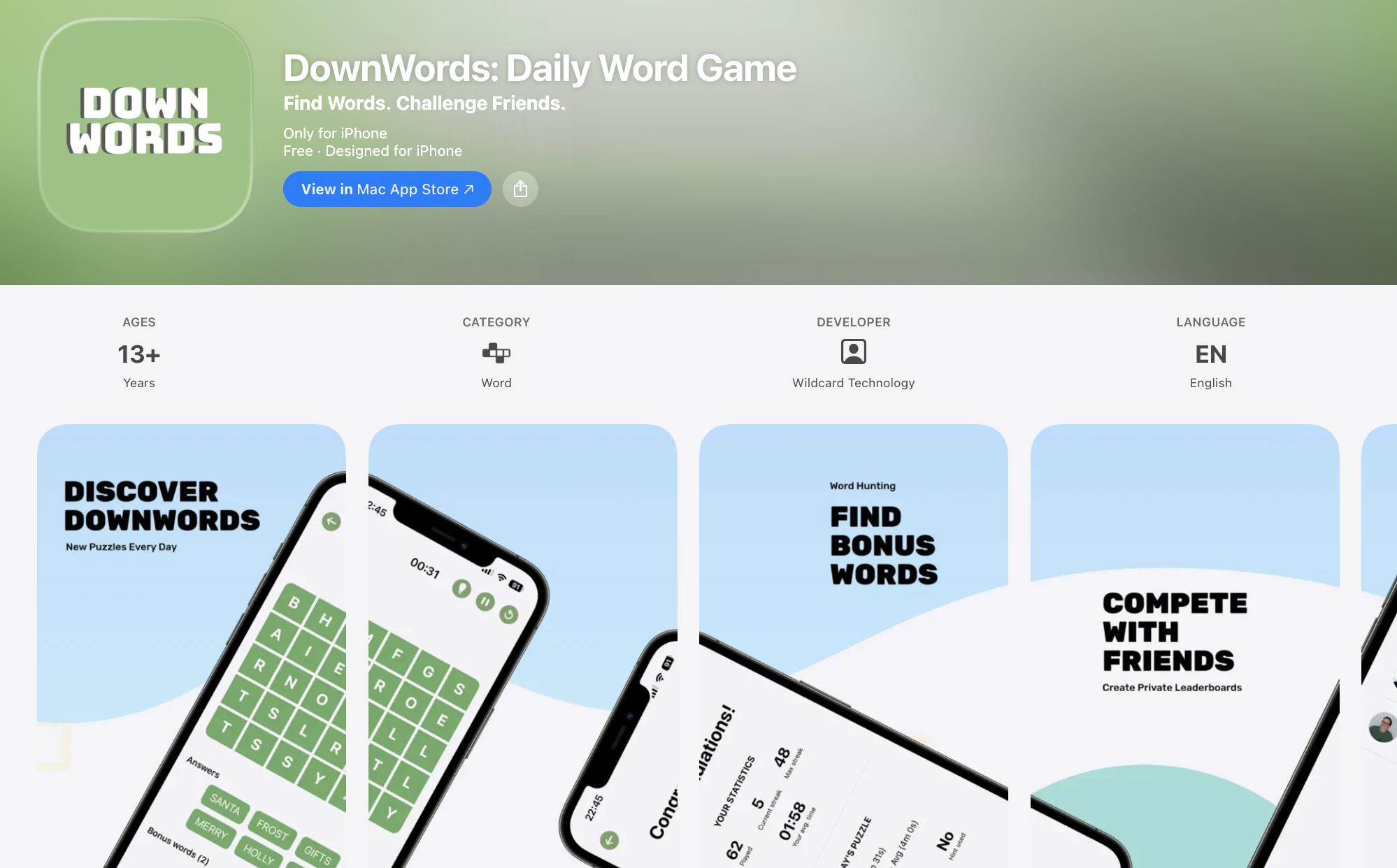 DownWords game screenshot